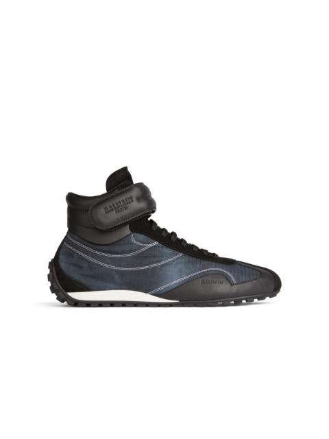 Balmain Racing Mid-Top trainers in nylon and leather