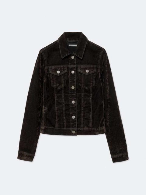 ALLSAINTS FITTED FLOCKED DENIM TRUCKER JACKET
