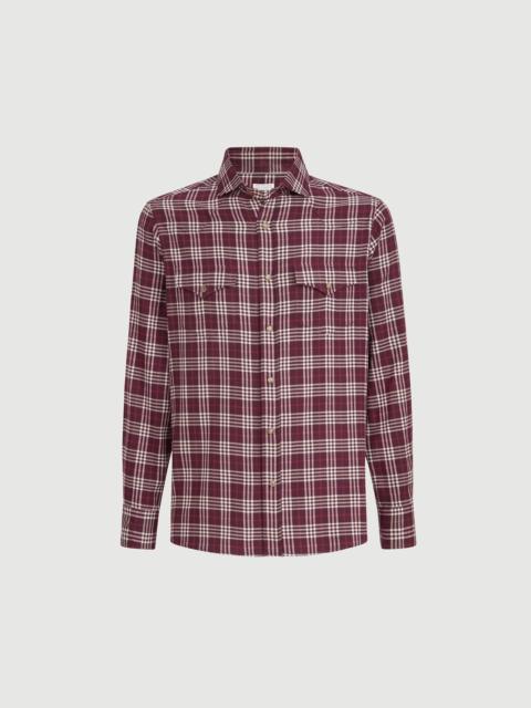 Brunello Cucinelli Cotton and lyocell tartan flannel western shirt