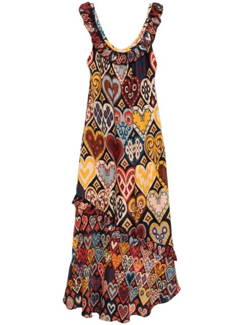 FARM RIO hearts ikat maxi dress