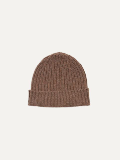 Drake's Brown Lambswool Ribbed Knit Cap