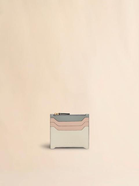 Marni LIGHT PINK, WHITE, AND GREY LEATHER TRUNKAROO CARDHOLDER