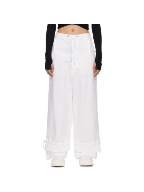 Dion Lee White Eyelet Tie Trousers