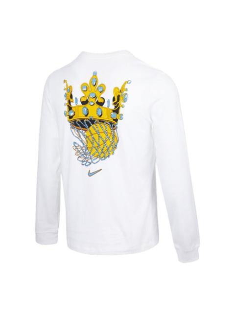 Nike Men's Nike Lebron Sfg Basketball Sports Printing Round Neck Long Sleeves White T-Shirt DN2906-100