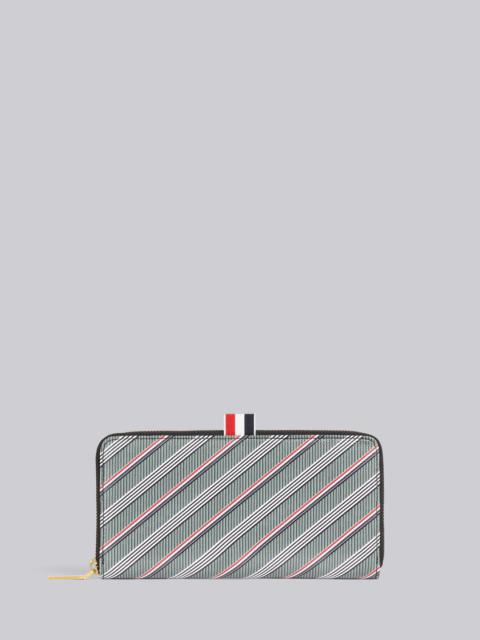 Thom Browne Medium Grey Monogram Coated Canvas Long Zip Around Purse