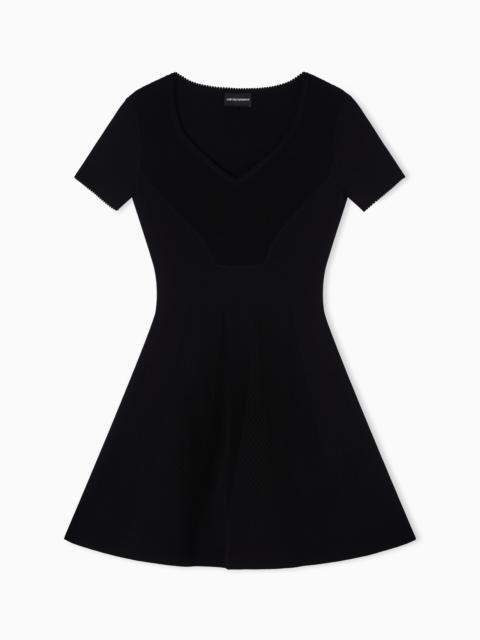 EMPORIO ARMANI DRESS IN PATTERNED STITCH AND FABRIC