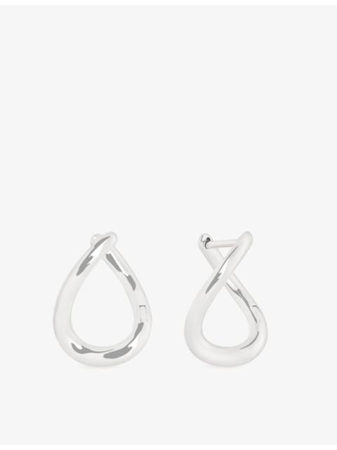 ASTRID & MIYU Molten 14ct White-Gold Hoop Earrings