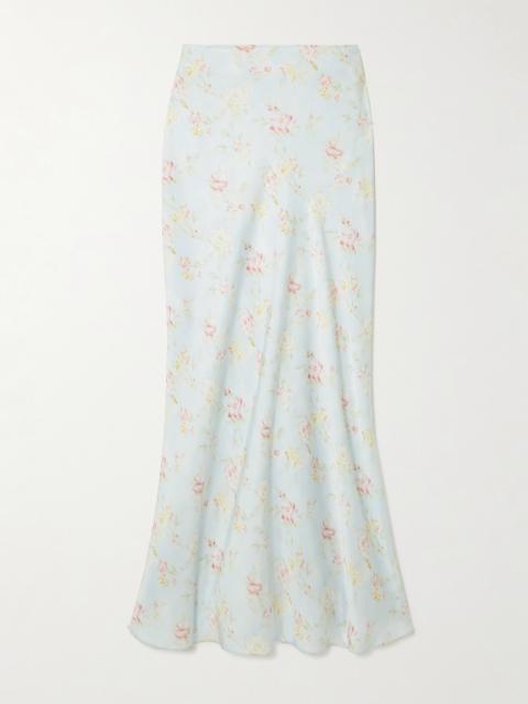 rabanne Floral-print Satin Maxi Skirt