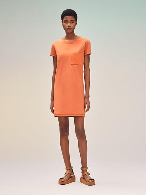 Hermès Straight embroidered pocket dress