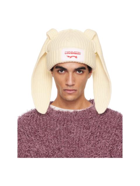 CHARLES JEFFREY LOVERBOY Off-White Chunky Rabbit Beanie