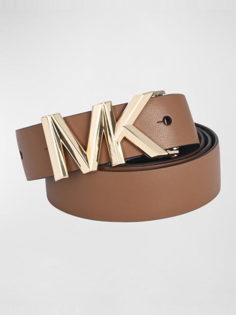 MICHAEL KORS Logo Buckle Reversible Leather Belt