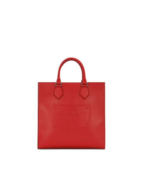 Dolce & Gabbana logo-patch leather tote bag