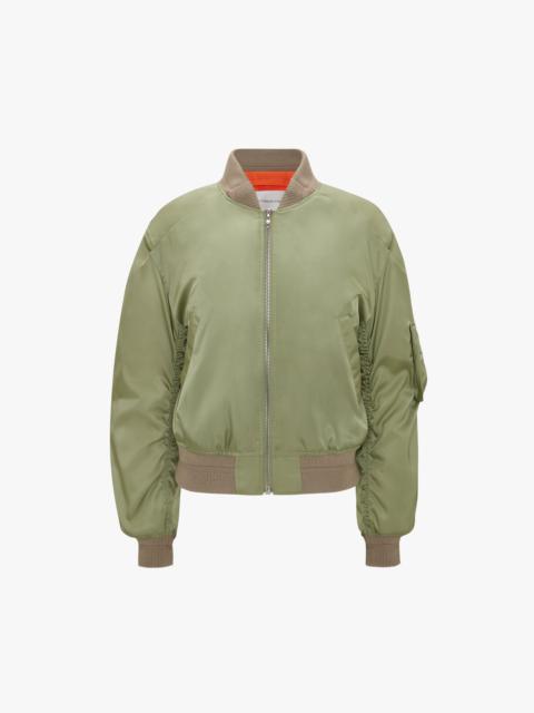 Victoria Beckham Cropped Bomber Jacket In Avocado