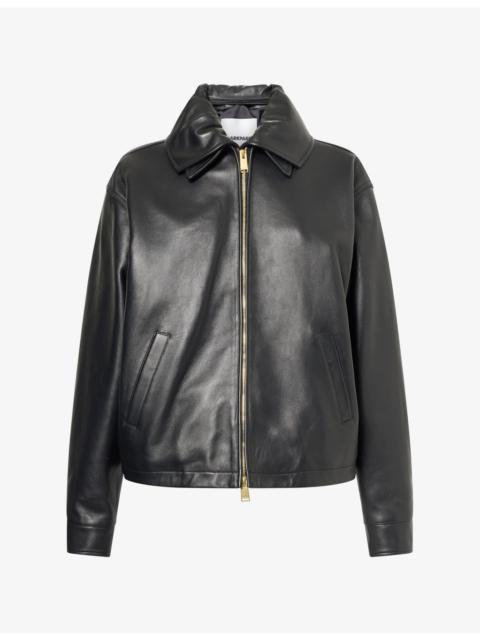 DARKPARK Mabel Double Collar Leather Bomber Jacket
