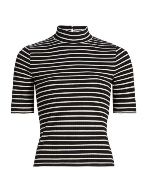 rag & bone Women's The Knit Striped Rib-Knit T-Shirt - Black Multi