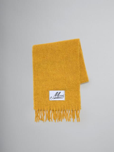 YELLOW BRUSHED ALPACA SCARF WITH FRINGES