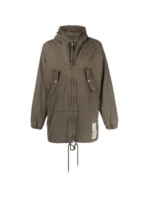 Moschino logo-patch zip-up cotton jacket