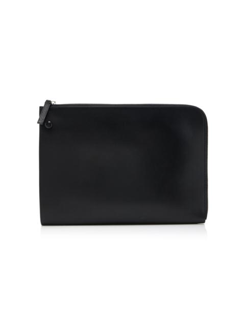 The Row Portfolio Medium Leather Wristlet black