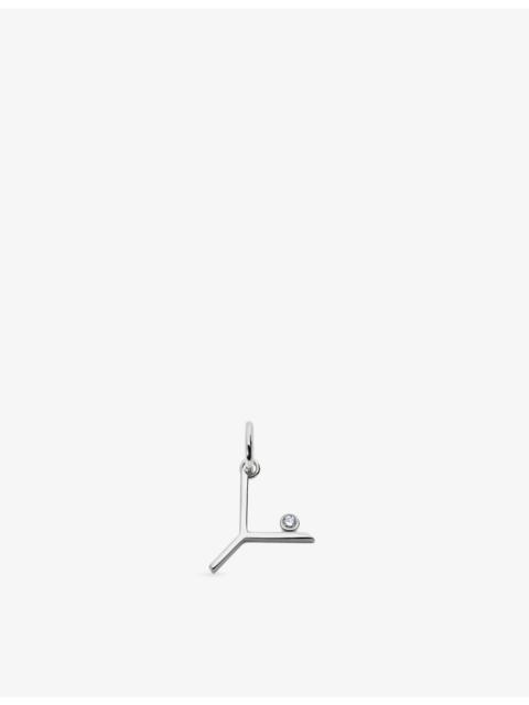 MONICA VINADER Solitaire Diamond Initial Y Sterling-Silver And 0.035ct Lab-Grown Diamond Pendant