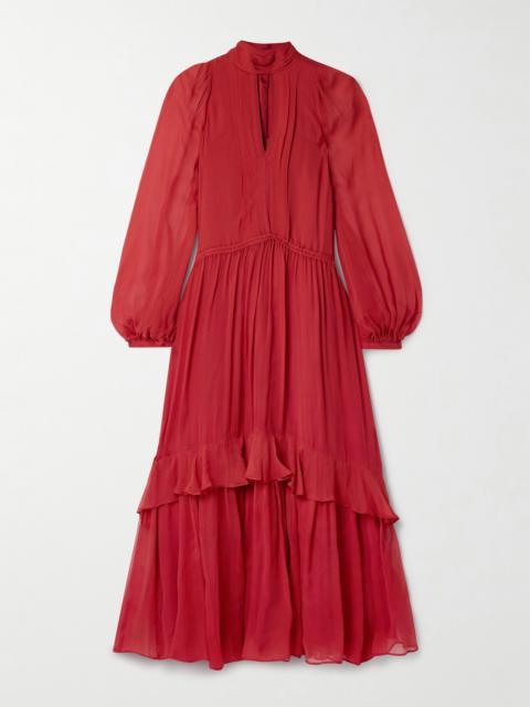 LA LIGNE Cutout Gathered Silk-crepon Midi Dress