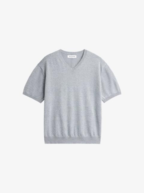 The Frankie Shop Ornan V-Neck Knit Pullover - Light Grey