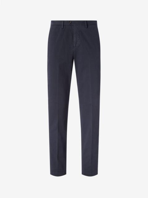 CORNELIANI Blue stretch cotton gabardine chino trousers