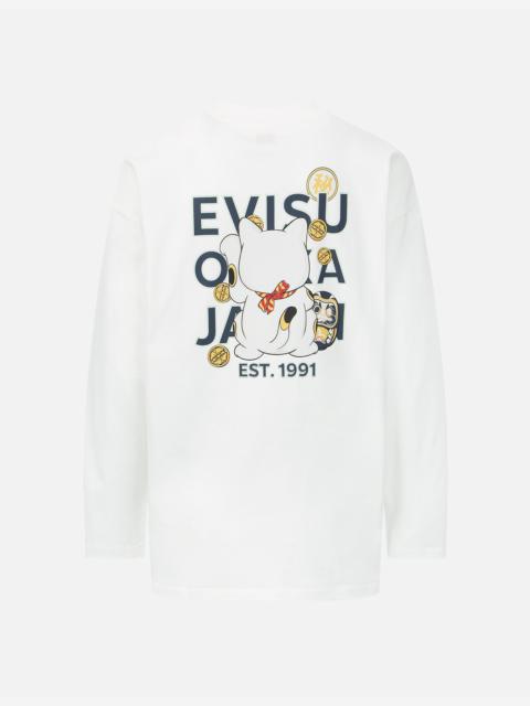 EVISU FORTUNE CAT BACK VIEW PRINT T-SHIRT