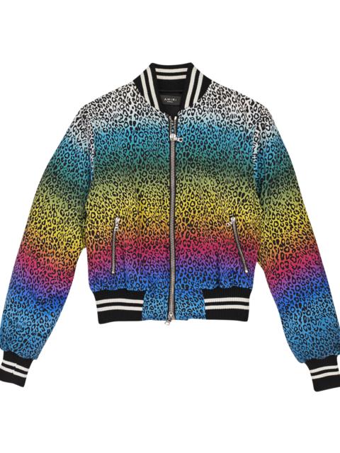 AMIRI Silk Rainbow Leopard Bomber Jacket "Black" WOBOM-SLRBLW