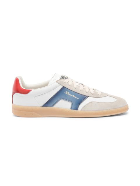 Men's white, red, blue and beige leather and suede DBS Oly sneaker