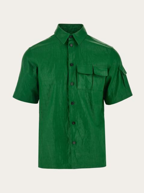 FERRAGAMO Coated linen utility shirt
