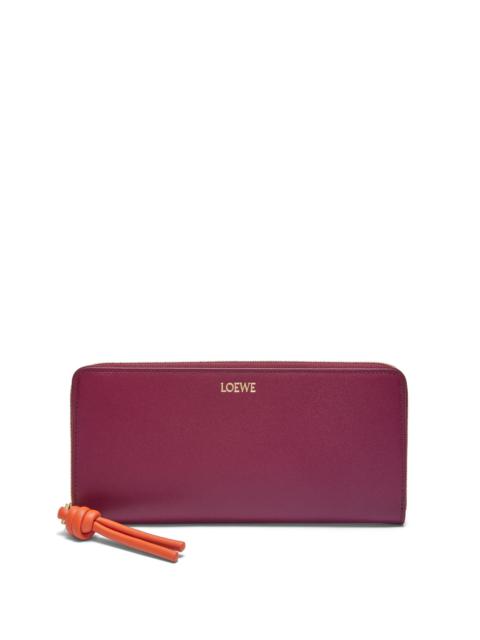 Loewe Knot zip around wallet in shiny nappa calfskin