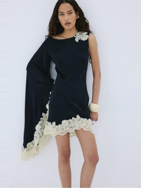 De La Vali VETA MINI DRESS IN BLACK CREPE DE CHINE