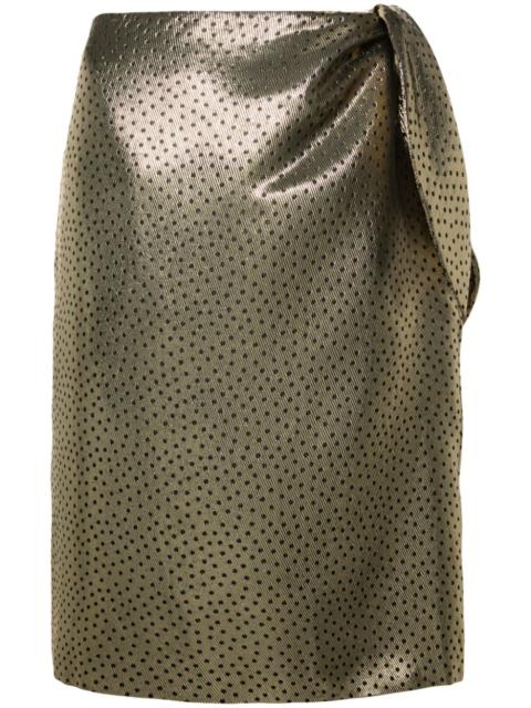 SAINT LAURENT knot-detail lamÃ© skirt