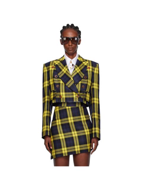 Vivienne Westwood Navy & Yellow Long Sleeve Cut Off Blazer