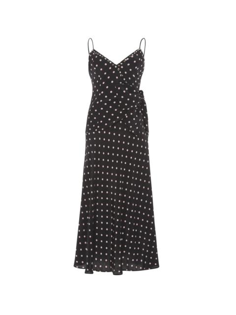 Alessandra Rich POLKA DOT SILK SLIP DRESS WITH BOW
