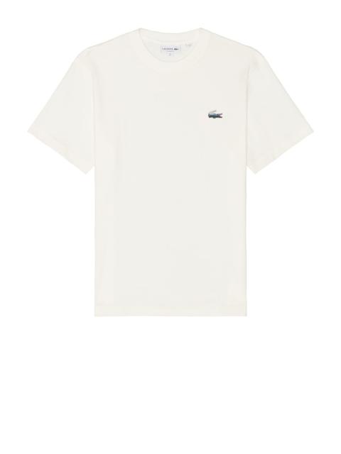 LACOSTE Heavy Jersey Landscape Crocodile Print T-shirt