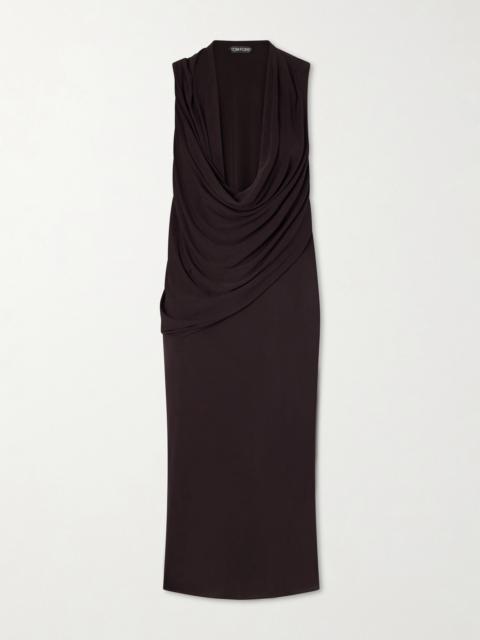 TOM FORD Draped Crepe-jersey Knee-length Dress