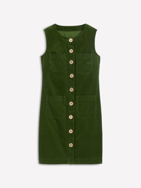 BODEN Evelyn Cord Shift Dress-Green Fir