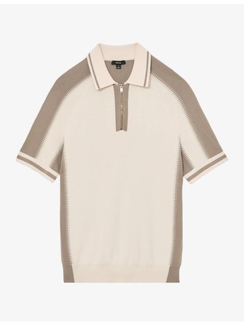 REISS Elmers Half-Zip Colour-Block Knitted Polo