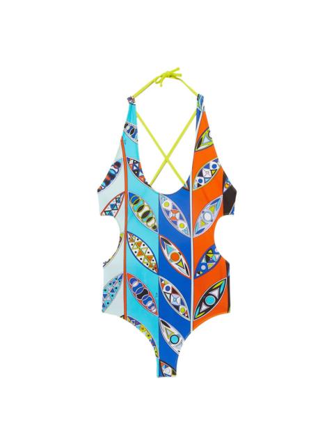 graphic-print cut-out swimsuit