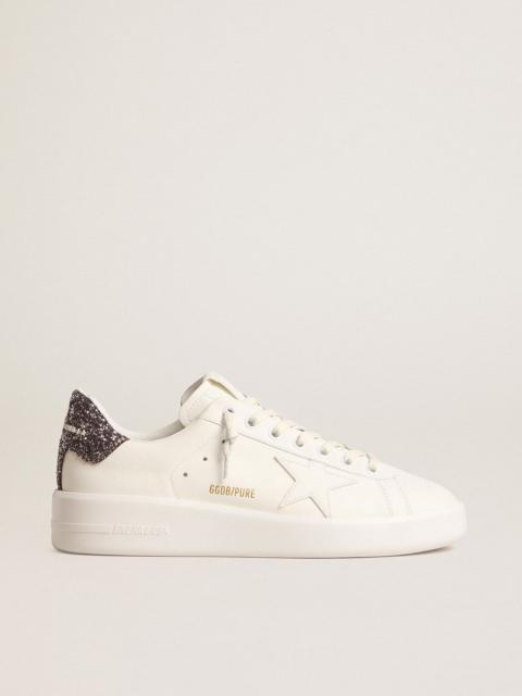 Golden Goose Purestar with white leather star and anthracite glitter heel tab