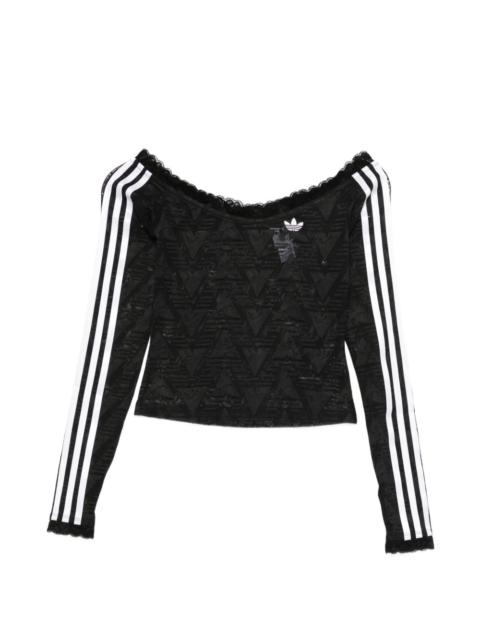 adidas lace-trim striped top