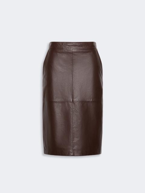Max Mara TIMORE Hammered leather pencil skirt - BORDEAUX