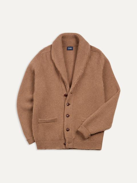 Drake's Camel Lambswool Shawl Collar Cardigan