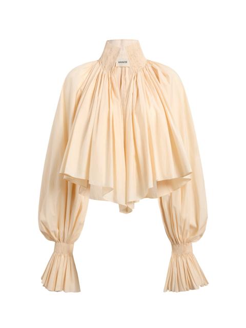 KHAITE Durer Pleated Cotton-Canvas Top off-white