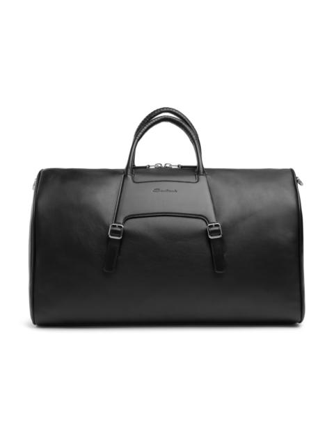 Santoni Black leather weekend bag