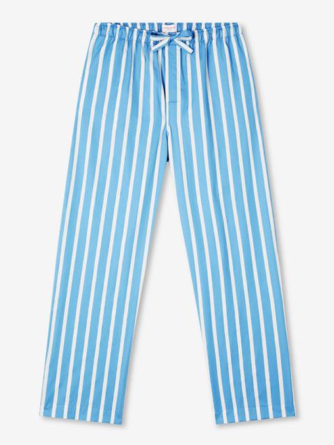 Derek Rose Men's Lounge Trousers Royal 219 Cotton Satin Blue