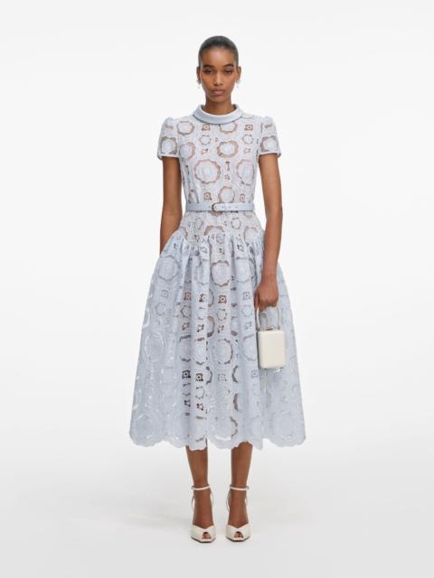 self-portrait Blue Floral Lace Midi Dress