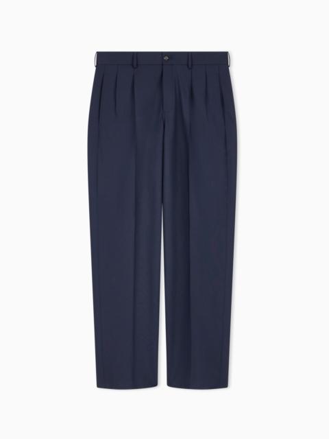 EMPORIO ARMANI TROUSERS IN STRETCH WOOL PLAIN WEAVE