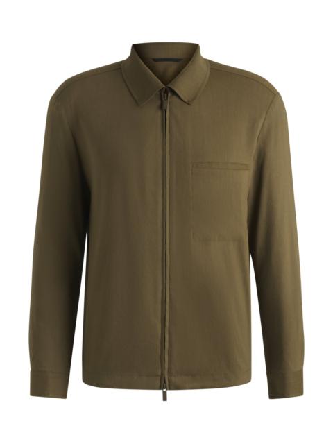 BOSS RELAXED-FIT ZIPPED OVERSHIRT IN A LINEN BLEND